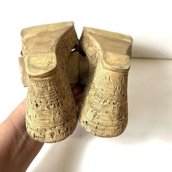 Spring Step Sandals Womens EU 41 US 10.5 Wedge Tan Cutout Leather Casual Slip On - Picture 7 of 10